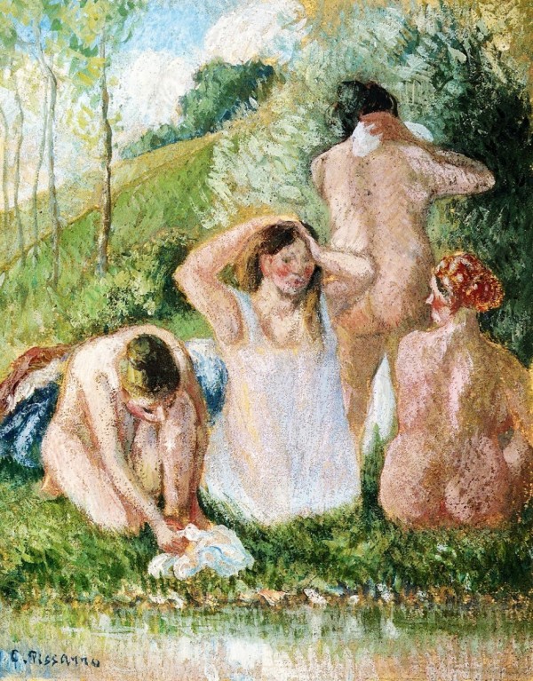 Bathing with Geese by Camille Pissarro